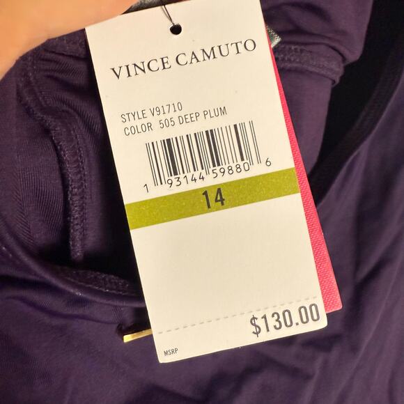 Vince Camuto Tie Front Plum Purple Halter One Piece Swimsuit Size 14 - Picture 11 of 11